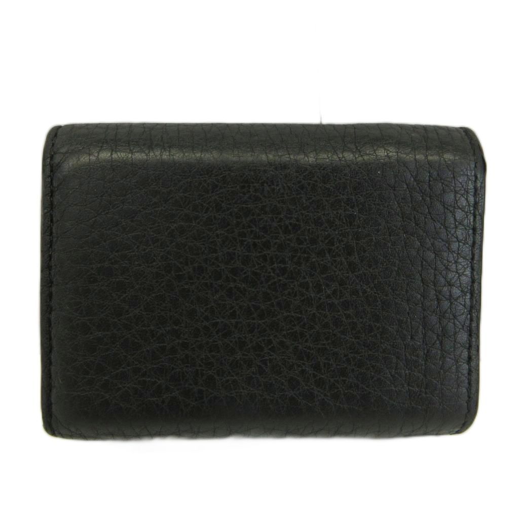 Fendi Peekaboo Wallet Trifold Cowhide Leather Turnlock Logo Gold Black — view 2