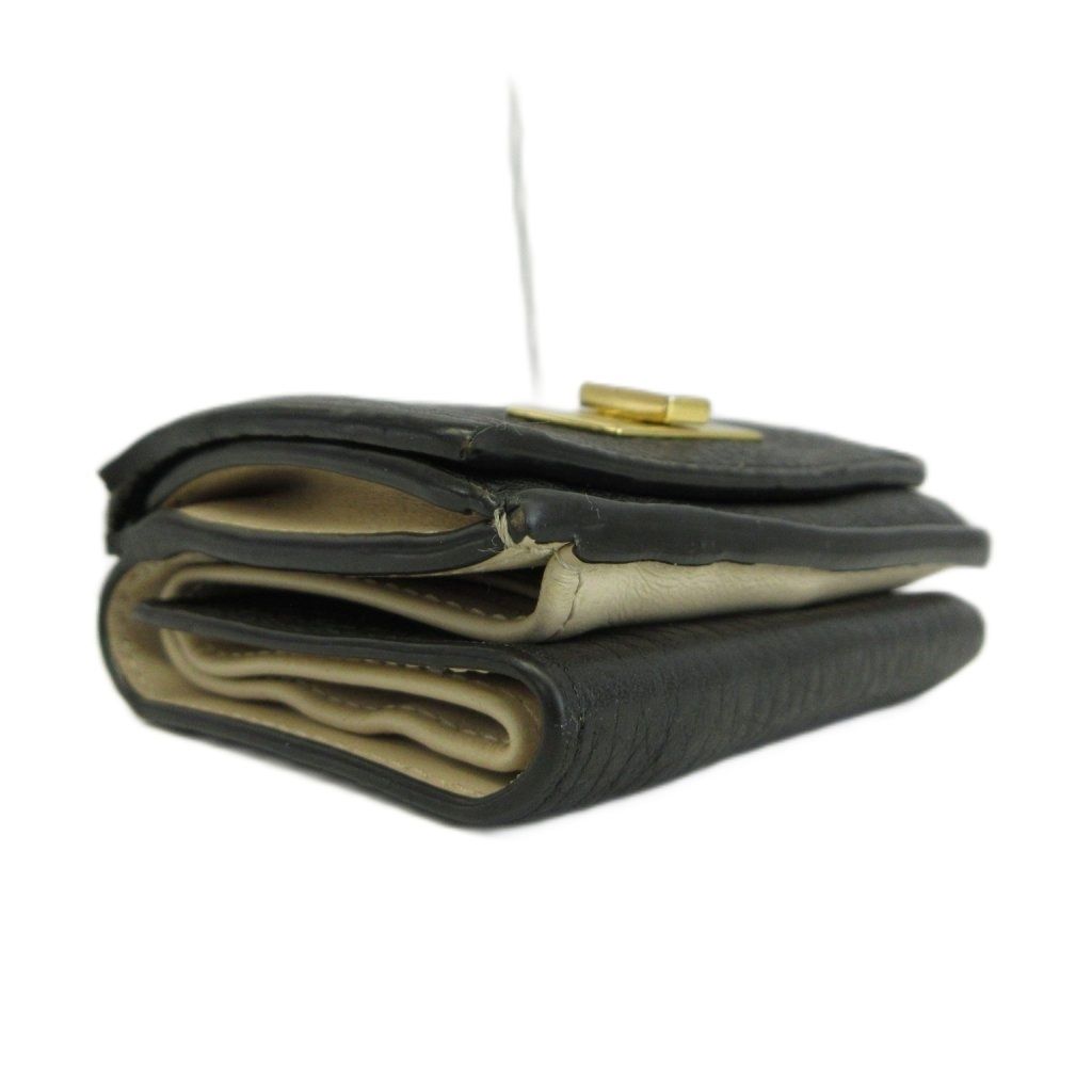 Fendi Peekaboo Wallet Trifold Cowhide Leather Turnlock Logo Gold Black — view 6
