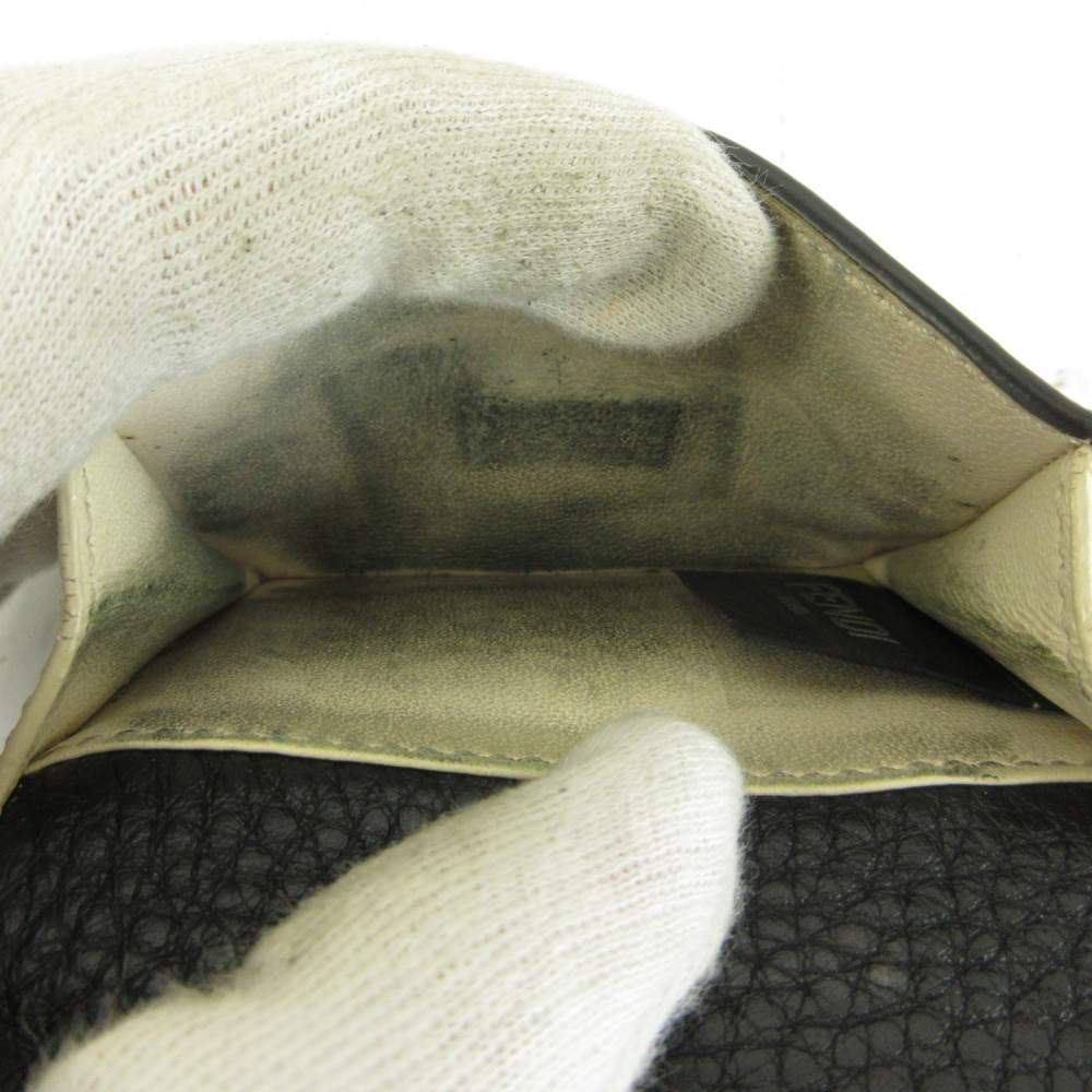 Fendi Peekaboo Wallet Trifold Cowhide Leather Turnlock Logo Gold Black — view 8