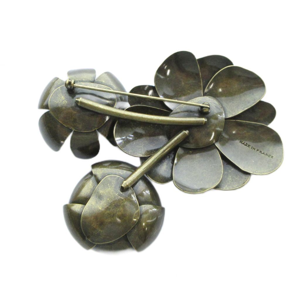 Louis Vuitton Crystal Flower Pin Brooch Logo Rhinestone Bronze — view 2