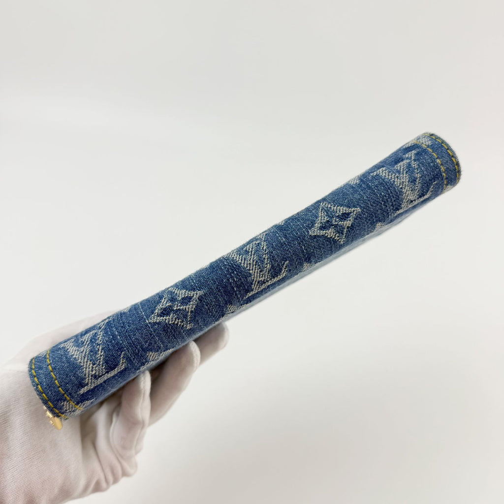 Louis Vuitton LV x Takashi Murakami Zippy Wallet Cherry Monogram Denim Blue — view 7