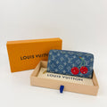 Louis Vuitton LV x Takashi Murakami Zippy Wallet Cherry Monogram Denim Blue