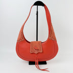 Loewe Perforated Tassel Shoulder Bag Leather Orange Vintage