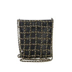 Chanel CC Logo Charm Chain Net Tote Bag Lambskin Black — view 2
