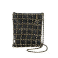 Chanel CC Logo Charm Chain Net Tote Bag Lambskin Black