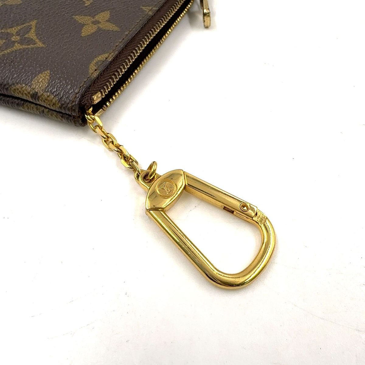 Louis Vuitton Pochette Cles Monogram Leather Brown Coin Purse Gold — view 7