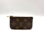 Louis Vuitton Pochette Cles Monogram Leather Brown Coin Purse Gold