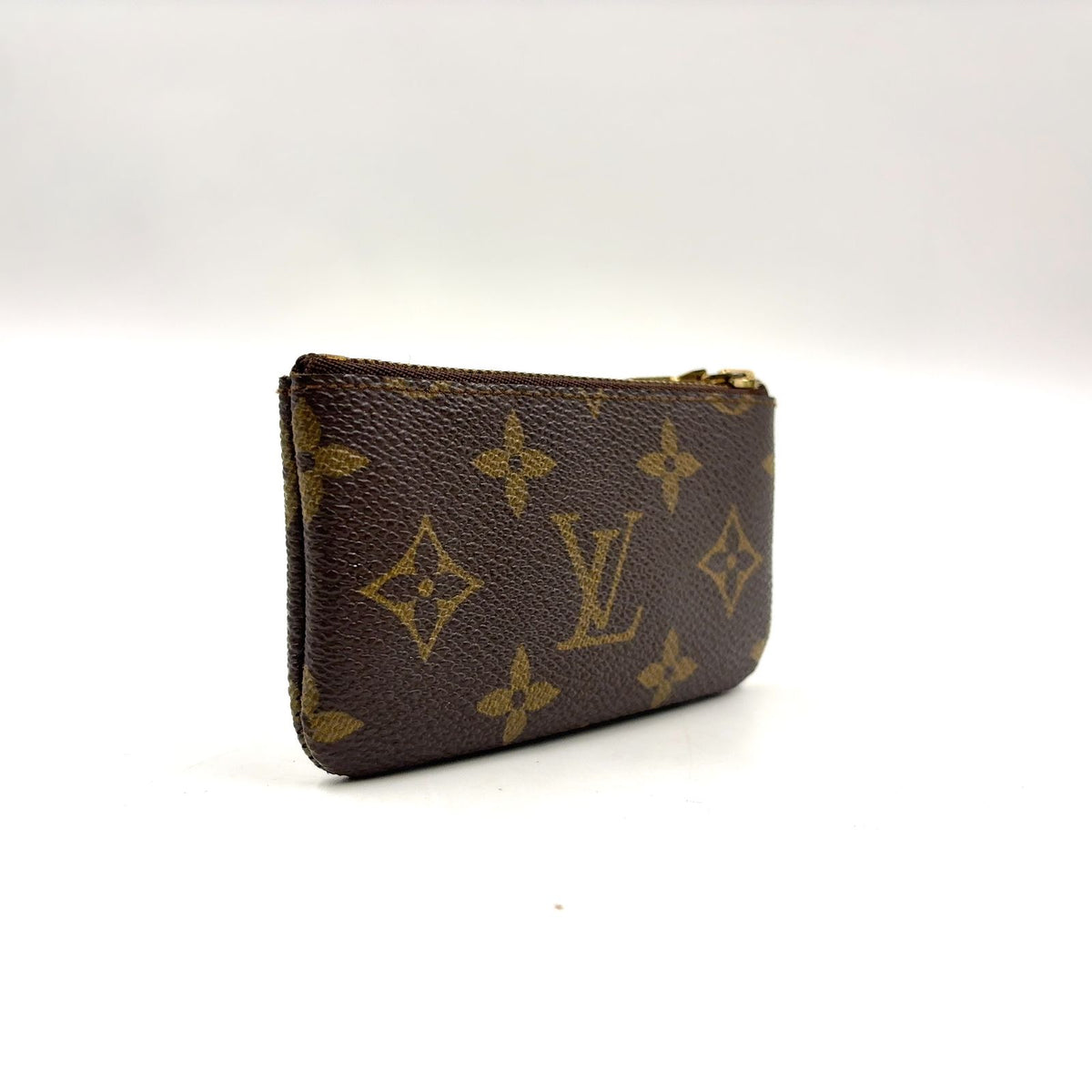 Louis Vuitton Pochette Cles Monogram Leather Brown Coin Purse Gold — view 2