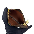 Louis Vuitton Pochette Cles Monogram Leather Brown Coin Purse Gold — view 3