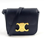 Celine Triomphe Mini Claude Calfskin Black Shoulder Bag Gold