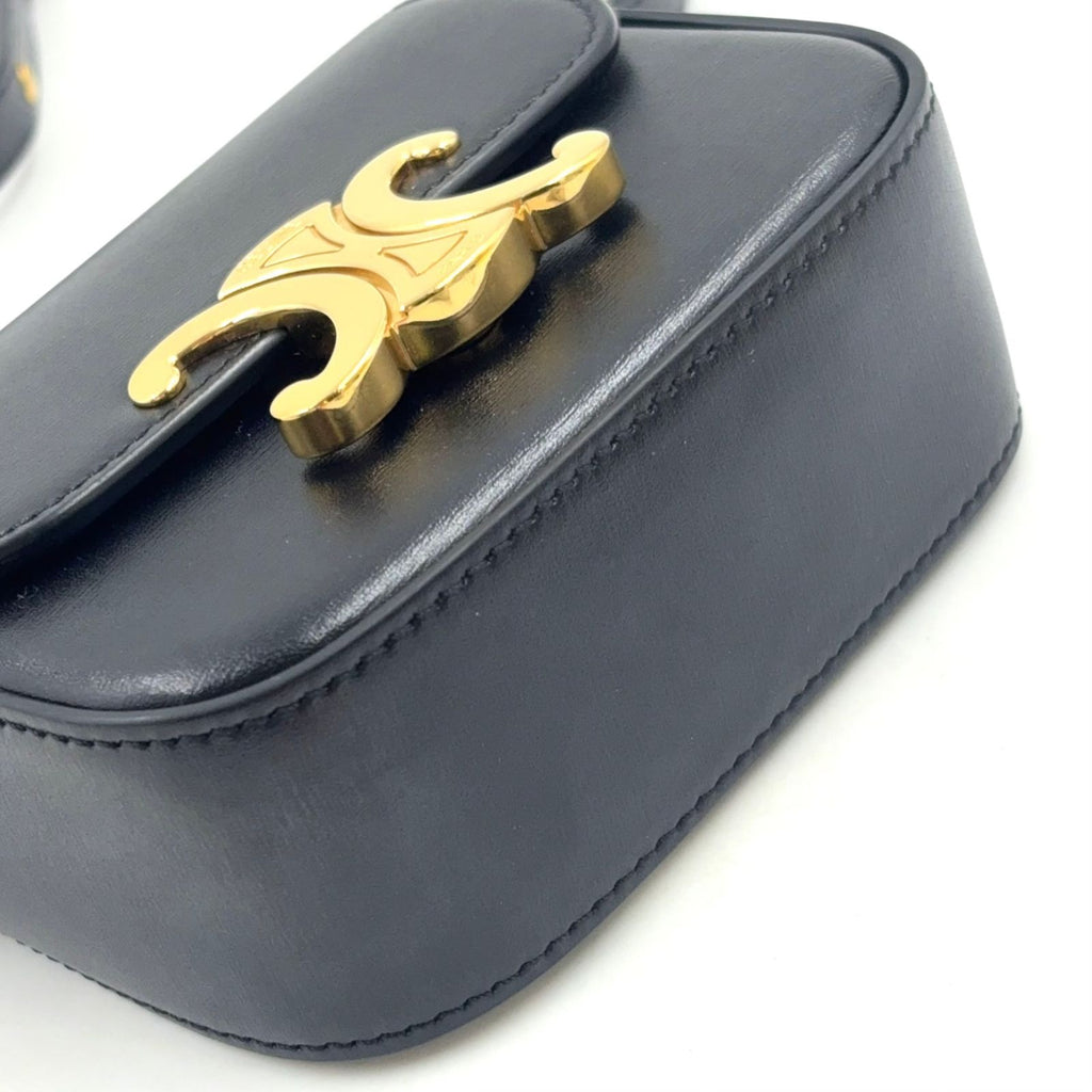 Celine Triomphe Mini Claude Calfskin Black Shoulder Bag Gold — view 5