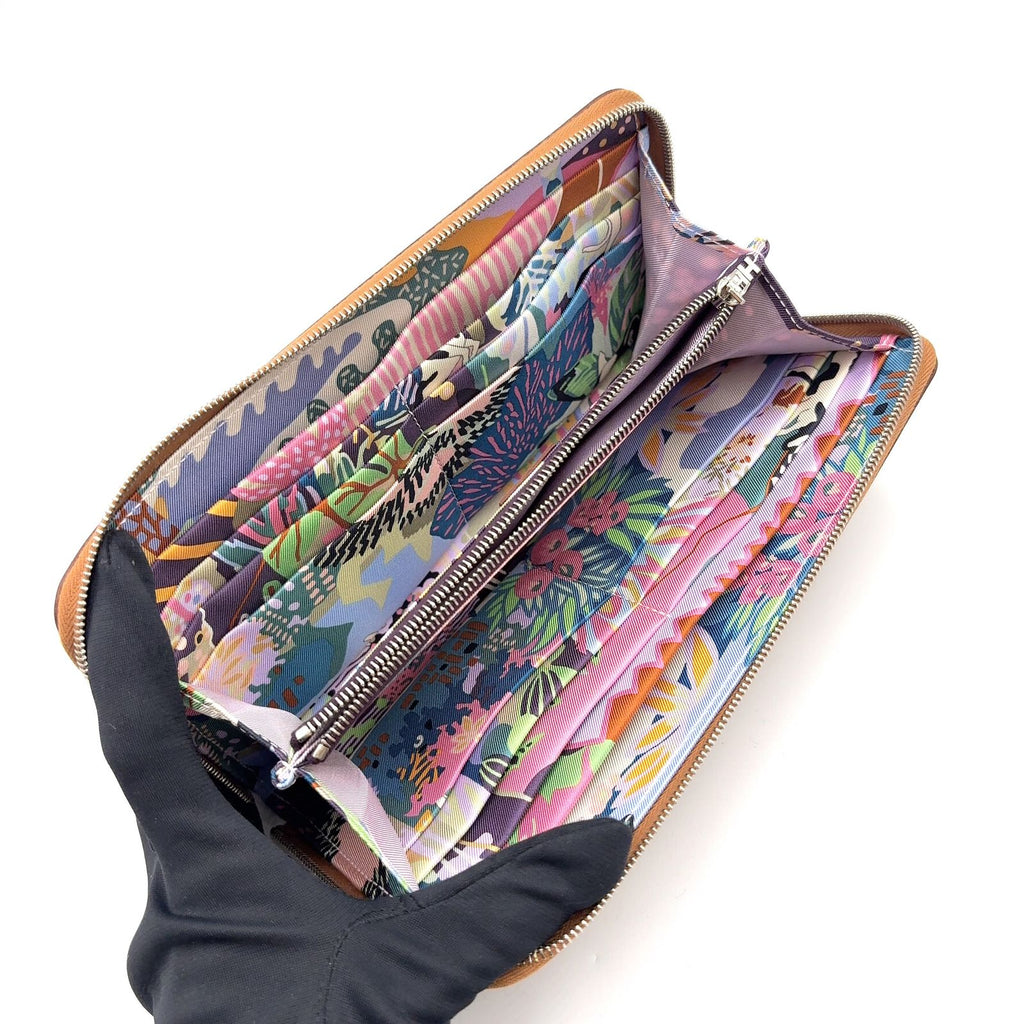 Hermes Azap Long Silk'in Veau Epsom Brown Wallet Silver — view 3