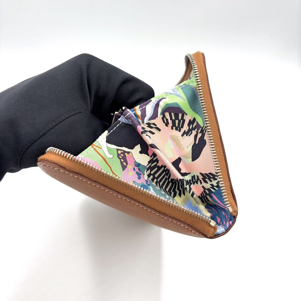 Hermes Azap Long Silk'in Veau Epsom Brown Wallet Silver — view 6
