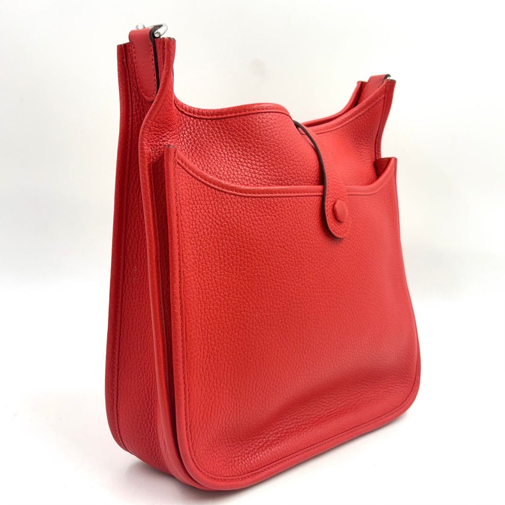 Hermes Evelyne TPM Taurillon Leather Red Shoulder Bag Silver — view 2