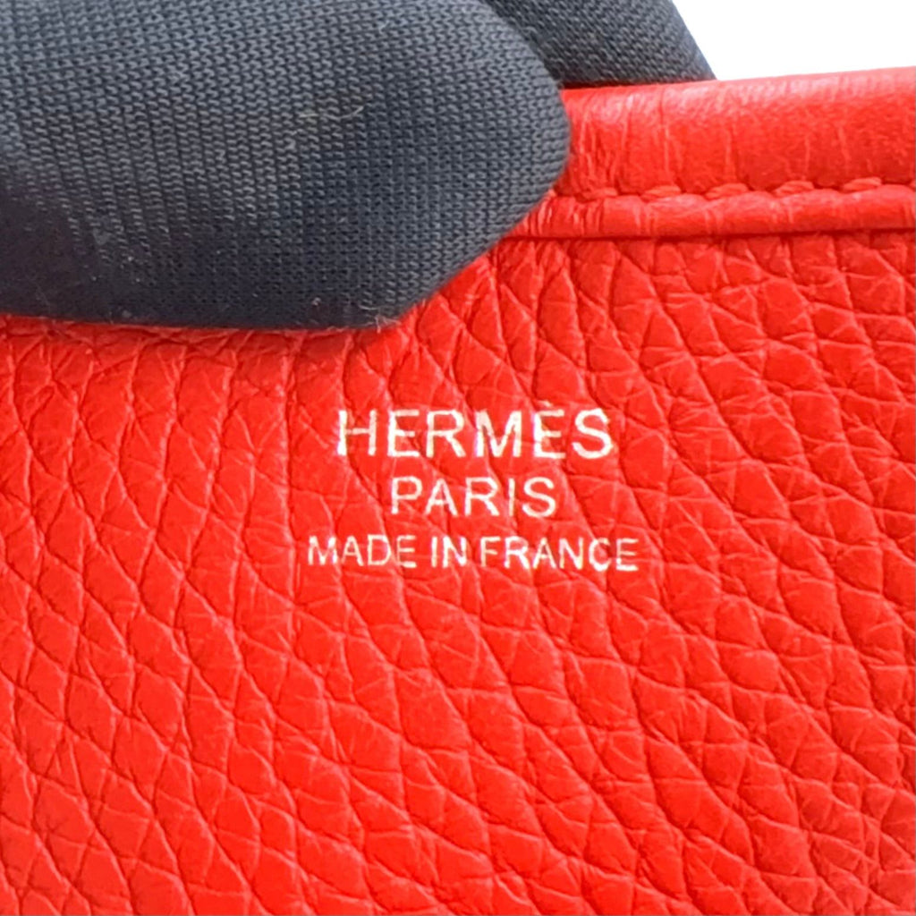 Hermes Evelyne TPM Taurillon Leather Red Shoulder Bag Silver — view 4