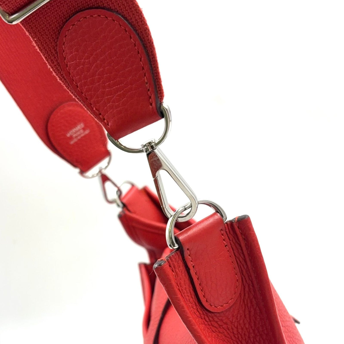 Hermes Evelyne TPM Taurillon Leather Red Shoulder Bag Silver — view 6
