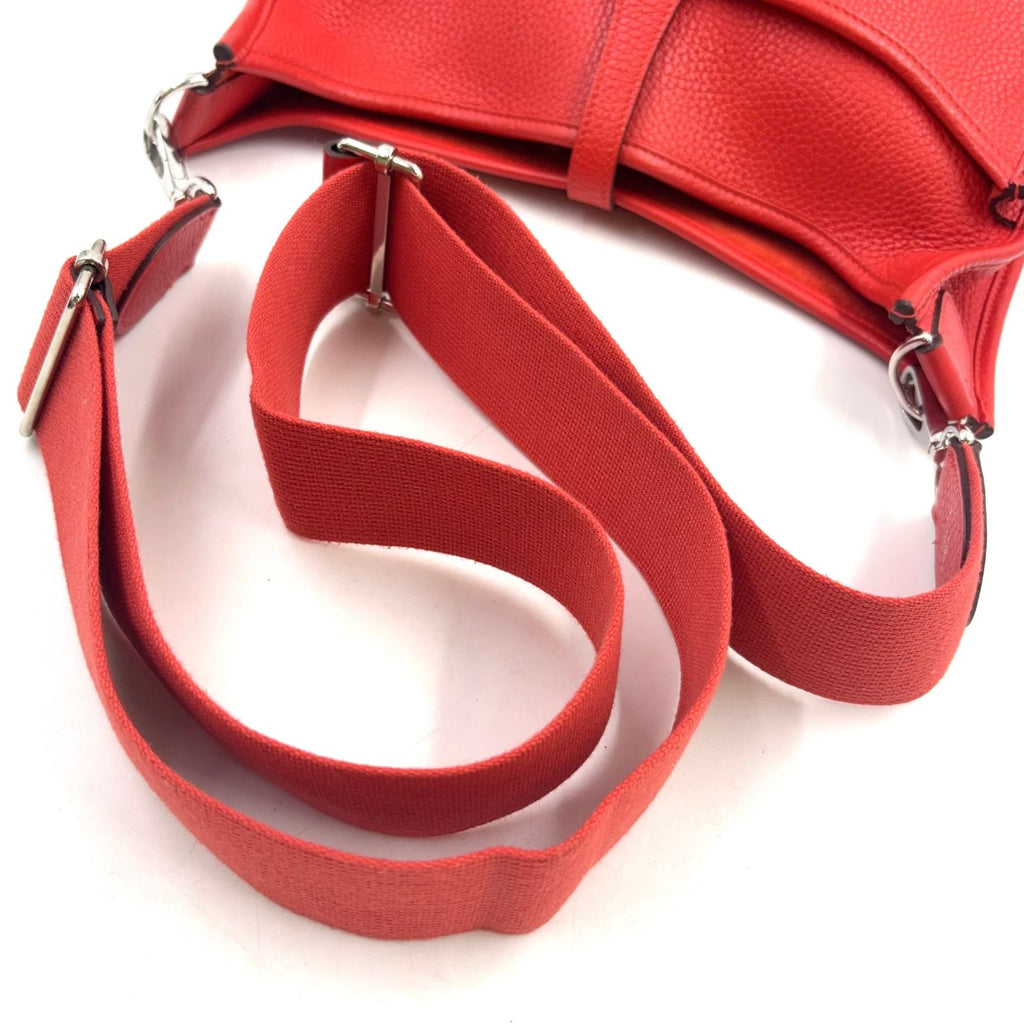 Hermes Evelyne TPM Taurillon Leather Red Shoulder Bag Silver — view 8