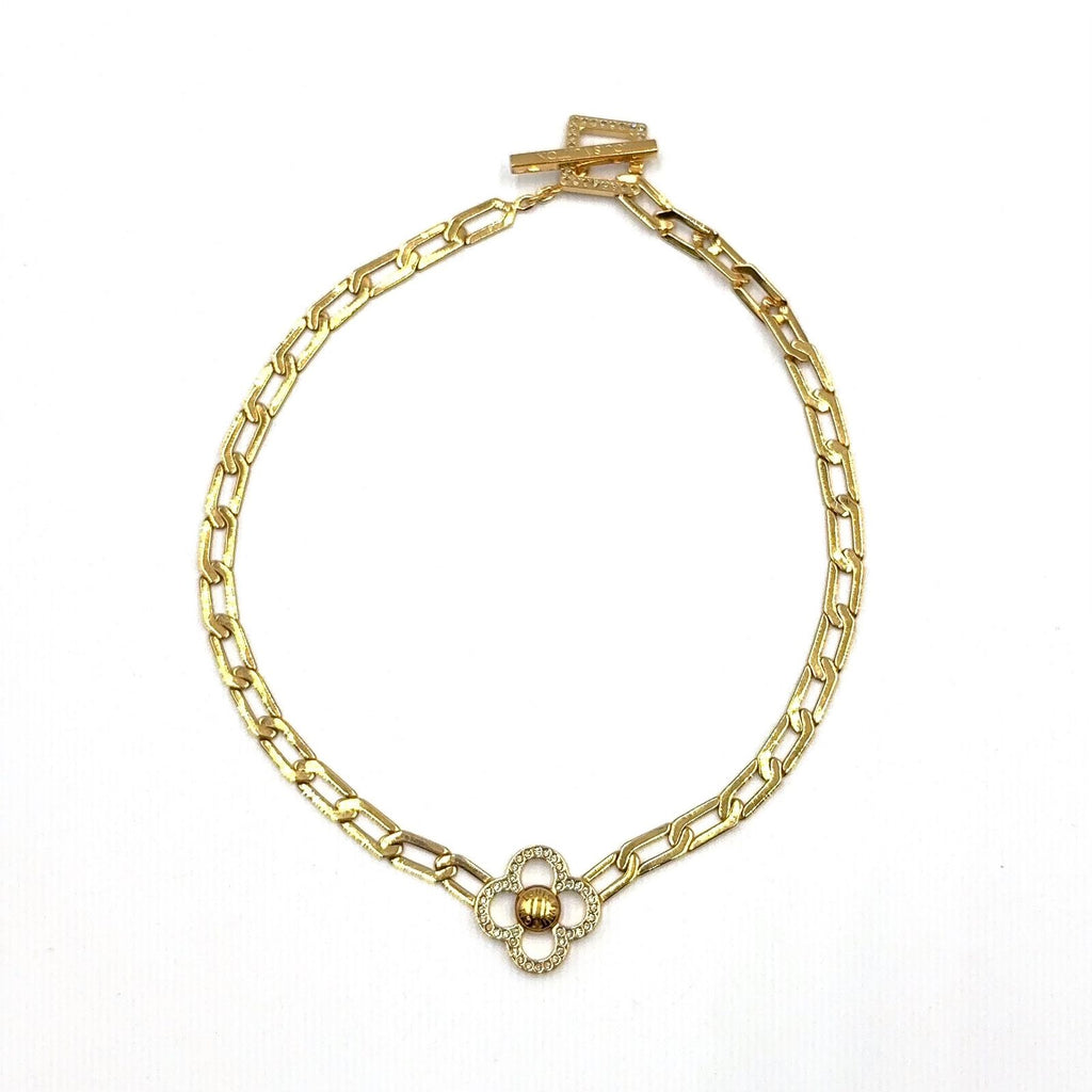 Louis Vuitton Collier Flower Power Rhinestone Clear Gold Necklace — view 3