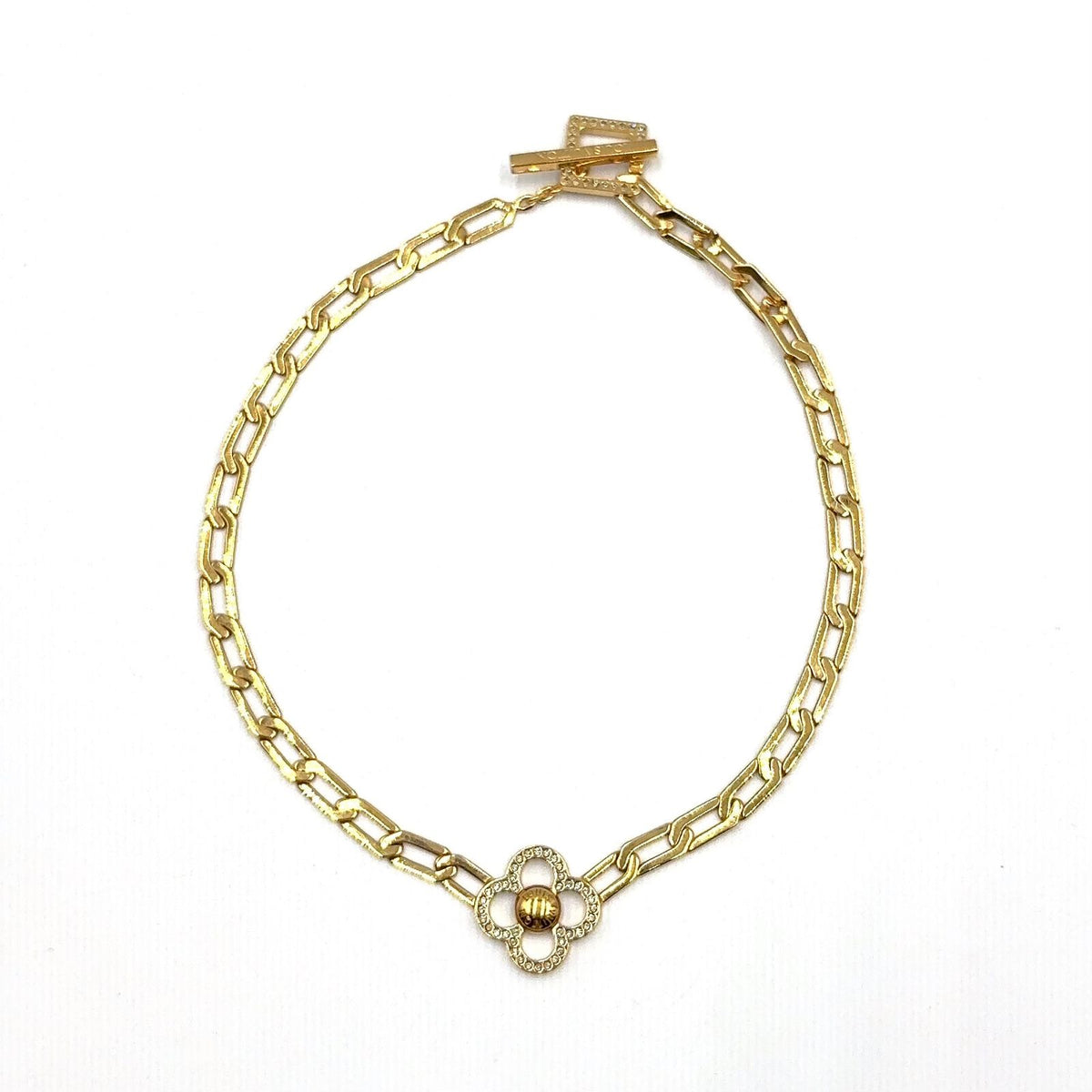 Louis Vuitton Collier Flower Power Rhinestone Clear Gold Necklace — view 3