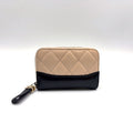 Chanel Gabrielle Leather Black Beige Coin Purse Silver