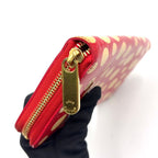Louis Vuitton Dot Infinity Monogram Vernis Leather Patent Beige Red Wallet Gold — view 7