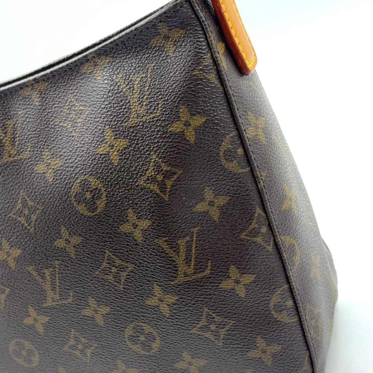 Louis Vuitton Looping MM Monogram Leather Brown Light Handbag Gold — view 6