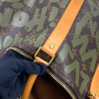 Louis Vuitton Keepall 50 Boston Bag Monogram Graffiti Leather Dark Green Brown — view 7