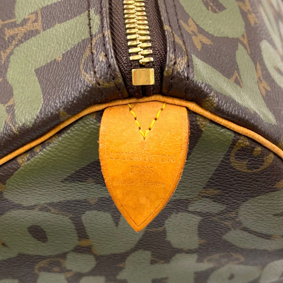Louis Vuitton Keepall 50 Boston Bag Monogram Graffiti Leather Dark Green Brown — view 4