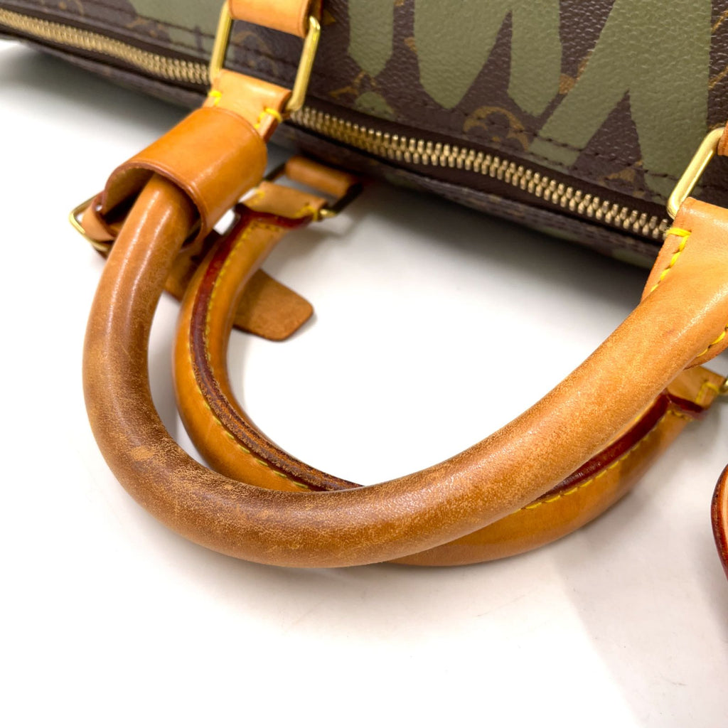 Louis Vuitton Keepall 50 Boston Bag Monogram Graffiti Leather Dark Green Brown — view 6