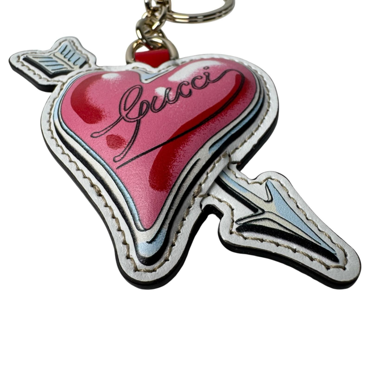 Gucci Heart Arrow Key Ring Key Holder Pink GG Pattern — view 6