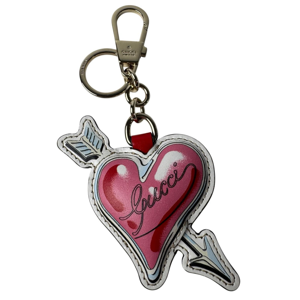 Gucci Heart Arrow Key Ring Key Holder Pink GG Pattern