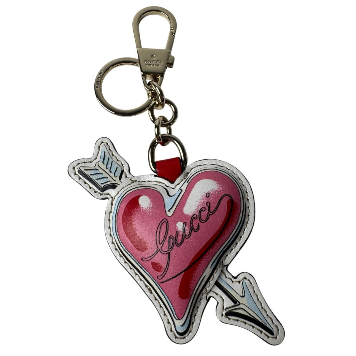 Gucci Heart Arrow Key Ring Key Holder Pink GG Pattern