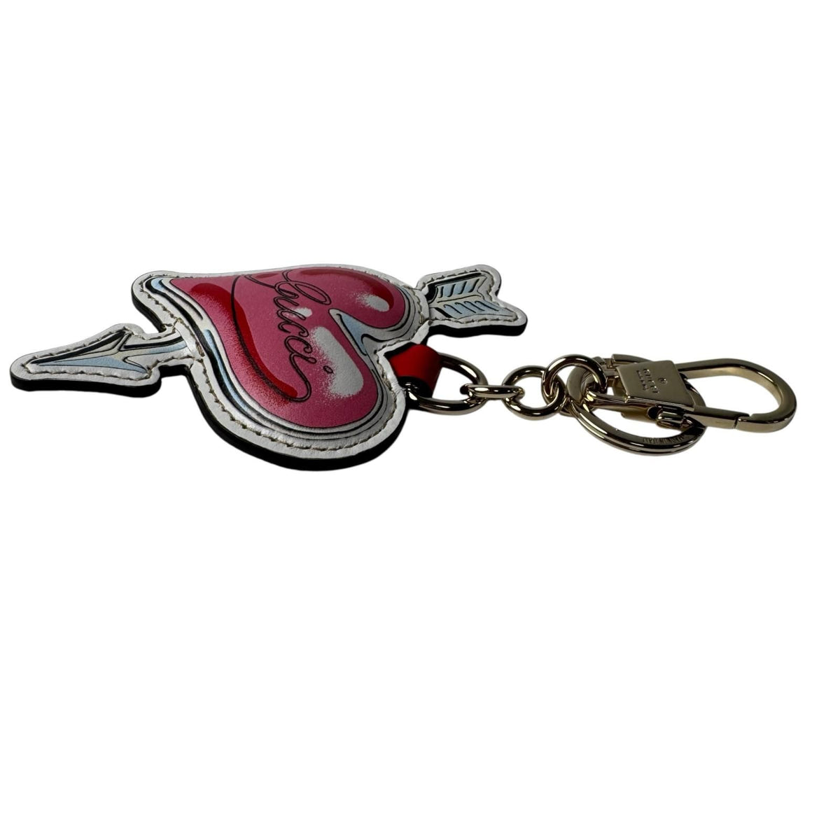 Gucci Heart Arrow Key Ring Key Holder Pink GG Pattern — view 4