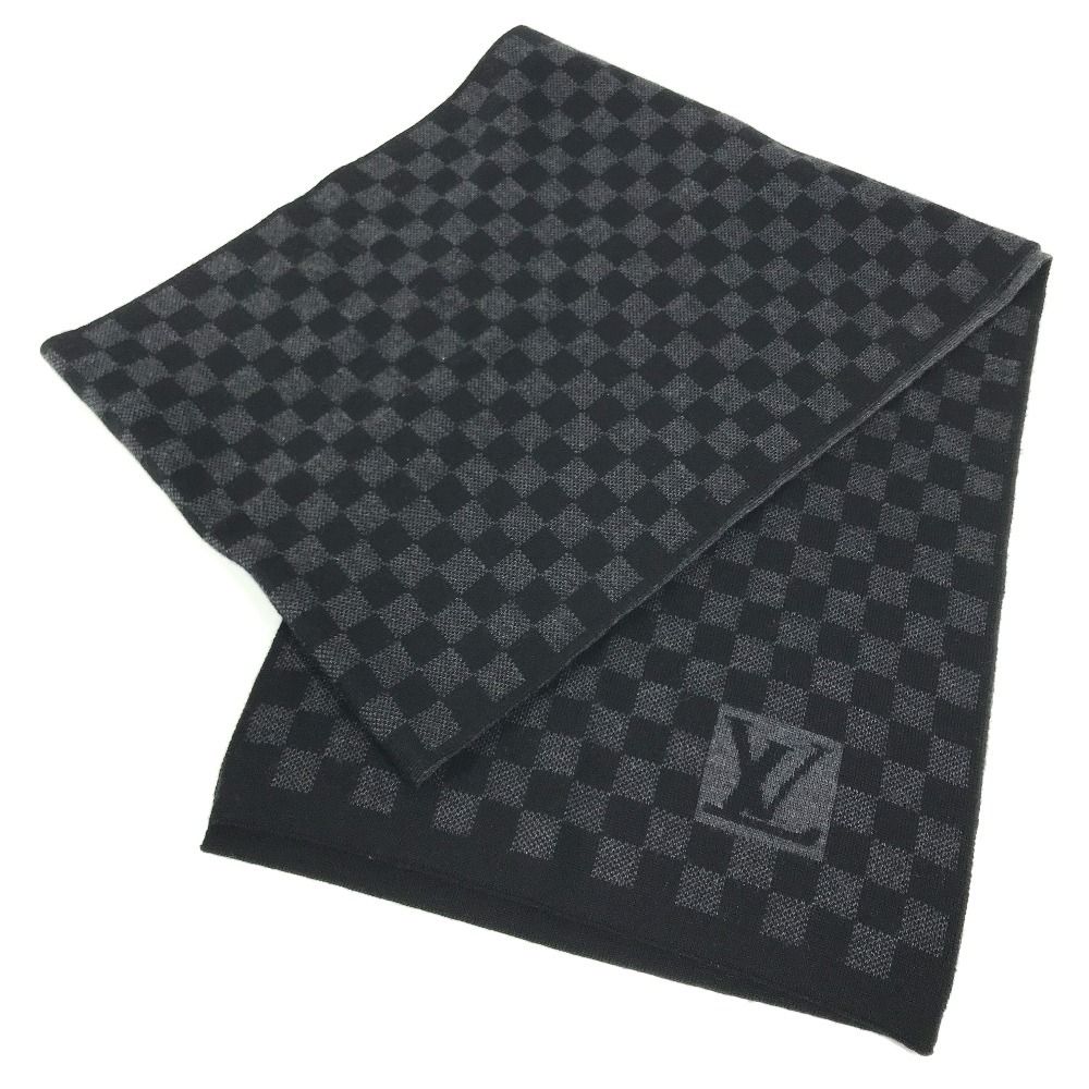 Louis Vuitton Scarf Echarpe Damier Graphite Wool Black