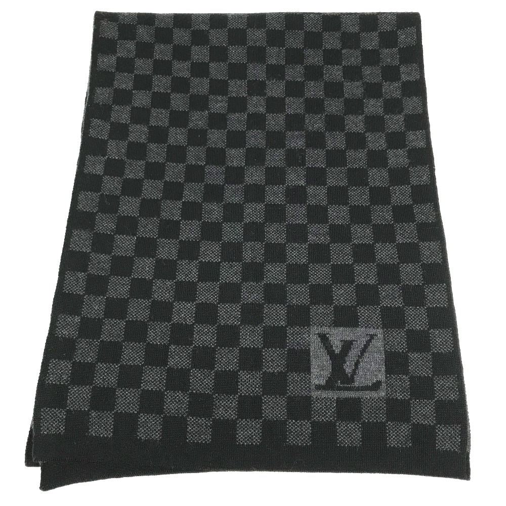 Louis Vuitton Scarf Echarpe Damier Graphite Wool Black — view 5