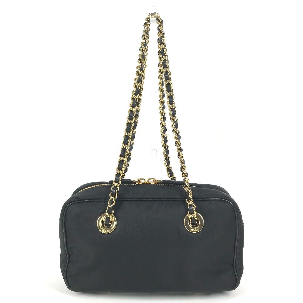 Prada Shoulder Bag Tote Leather Nylon Black — view 2
