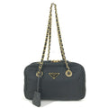 Prada Shoulder Bag Tote Leather Nylon Black