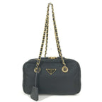 Prada Shoulder Bag Tote Leather Nylon Black