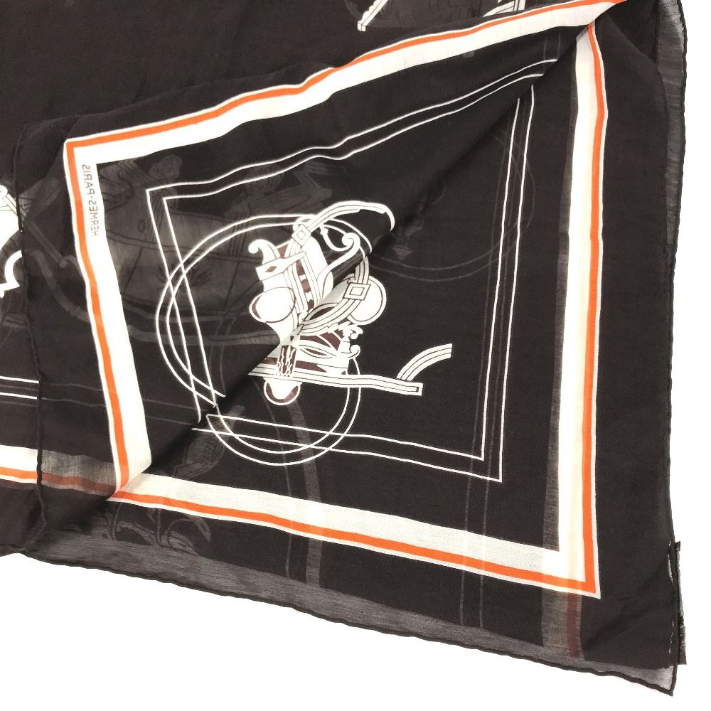 Hermes Shawl Monogram Cotton Brown Scarf — view 6