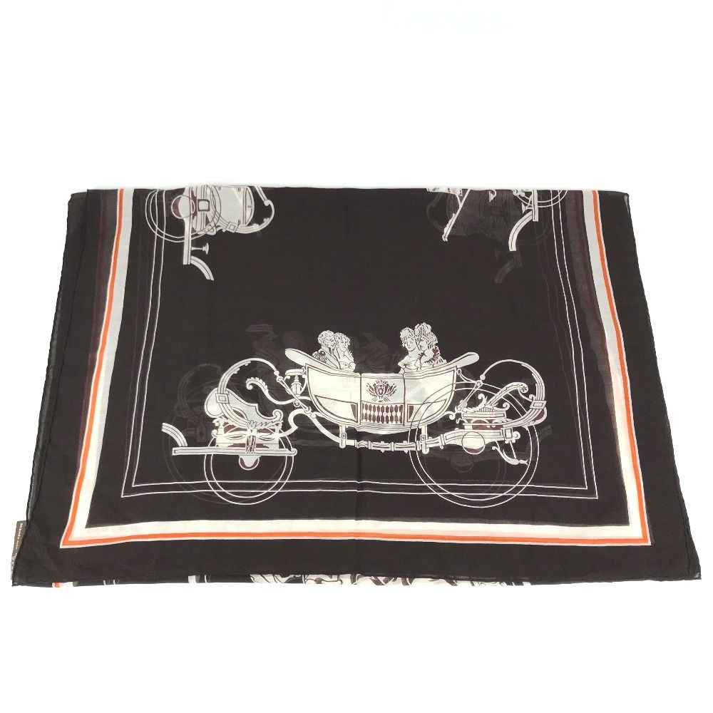 Hermes Shawl Monogram Cotton Brown Scarf