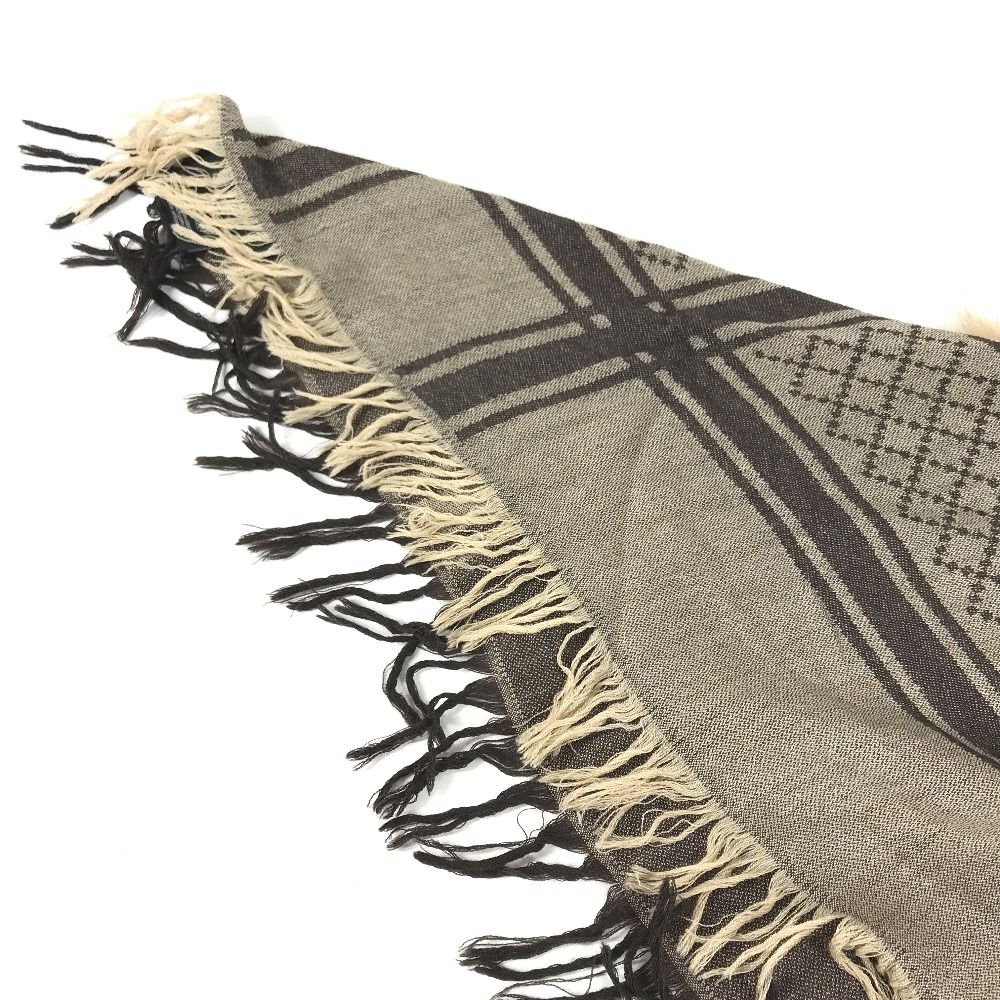 Gucci Shawl Fur Haori Tippet GG Logo Wool Brown Scarf — view 6