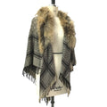 Gucci Shawl Fur Haori Tippet GG Logo Wool Brown Scarf