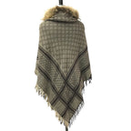 Gucci Shawl Fur Haori Tippet GG Logo Wool Brown Scarf — view 7
