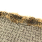 Gucci Shawl Fur Haori Tippet GG Logo Wool Brown Scarf — view 4