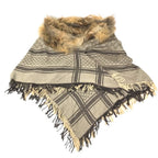 Gucci Shawl Fur Haori Tippet GG Logo Wool Brown Scarf — view 2
