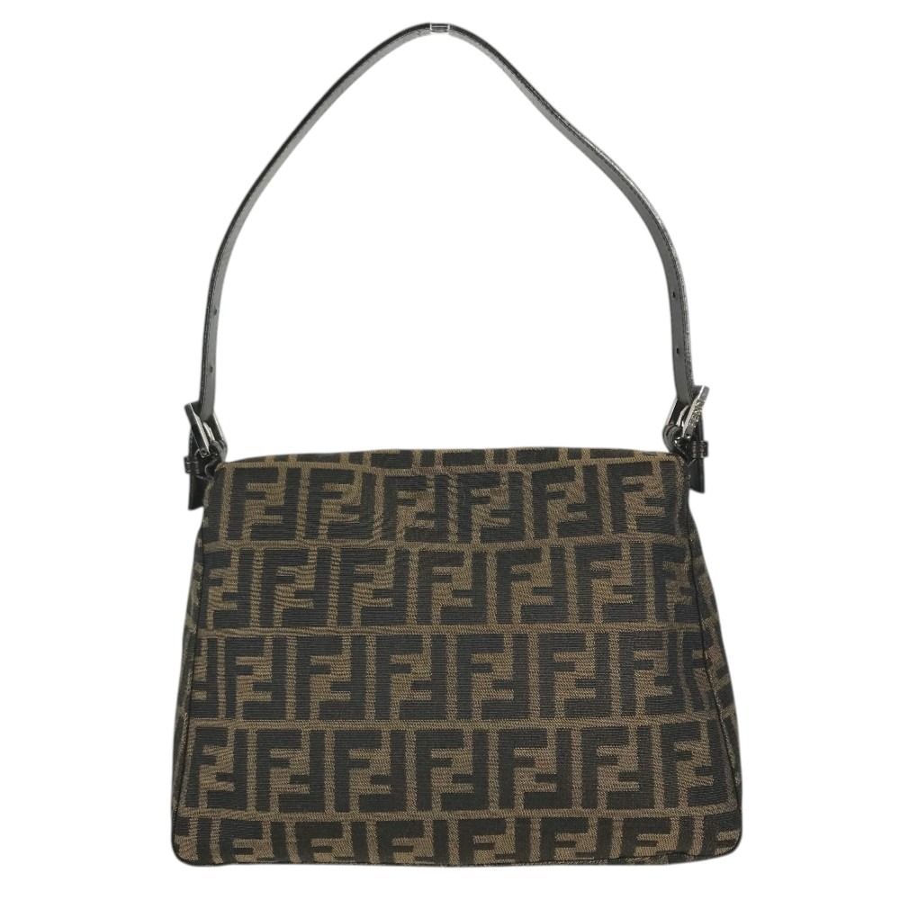 Fendi Shoulder Bag Mamma Bucket Logo Canvas Leather Brown — view 2