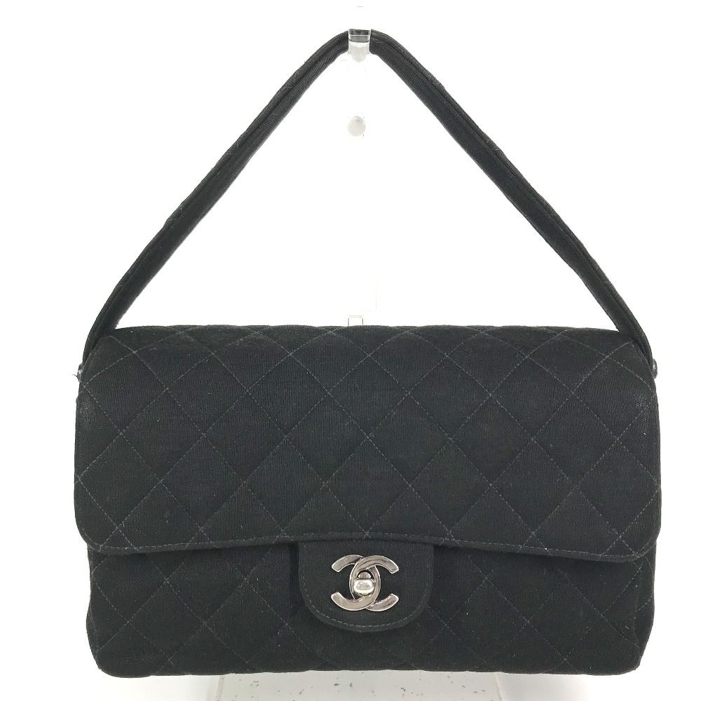 Chanel Shoulder Bag CC Logo Double Flap Face Cotton Black — view 2