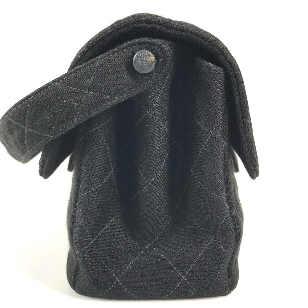 Chanel Shoulder Bag CC Logo Double Flap Face Cotton Black — view 3