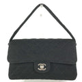 Chanel Shoulder Bag CC Logo Double Flap Face Cotton Black