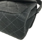 Chanel Shoulder Bag CC Logo Double Flap Face Cotton Black — view 6
